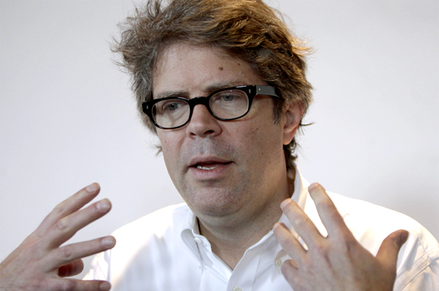 U.S. writer Franzen speaks at a news conference at the Hotel Sofitel Santa Clara during the Hay Festival Cartagena